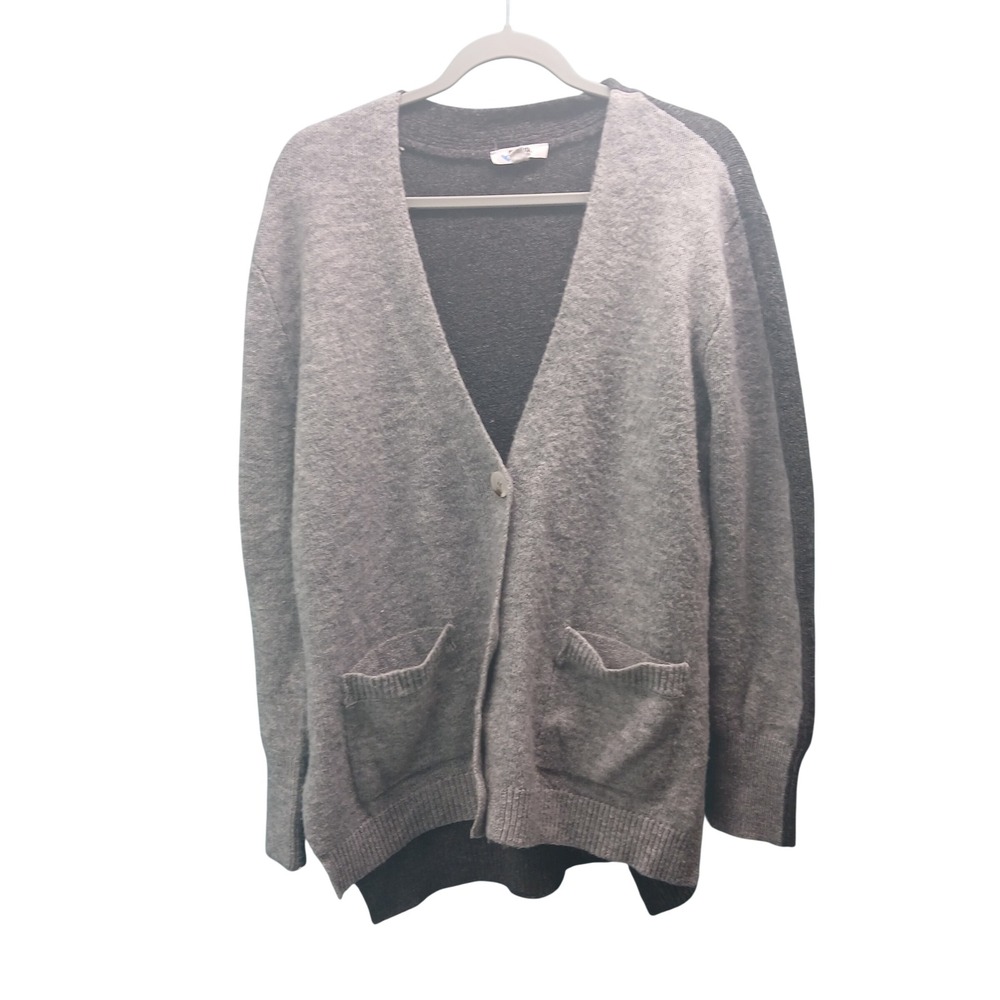 BB Dakota Steve Madden Gray Colorblock Cardigan Sweater Button Front Pockets L